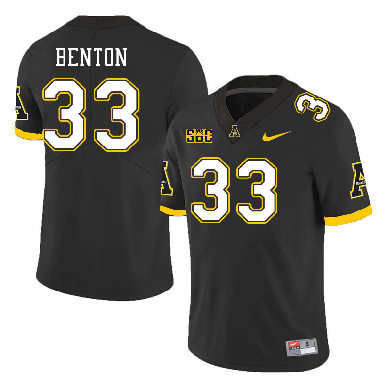Appalachian State Mountaineers #33 Aiden Benton College Football Jerseys-Black